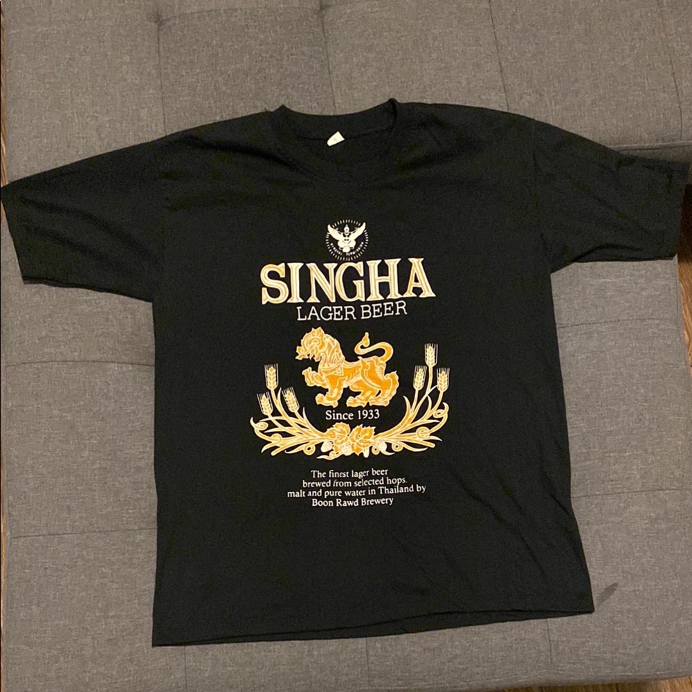 Singha Lager Thai Beer T-Shirt Men’s Small / Medium Thailand Black T-Shirt